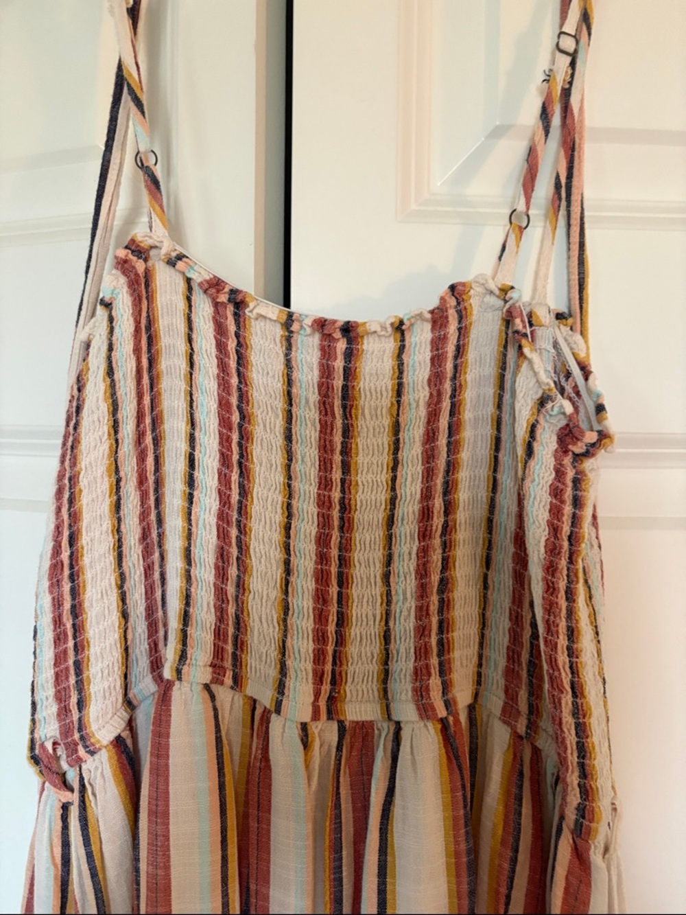 Striped Button-Front Mini Dress in Multi-Color - Picture 9 of 10